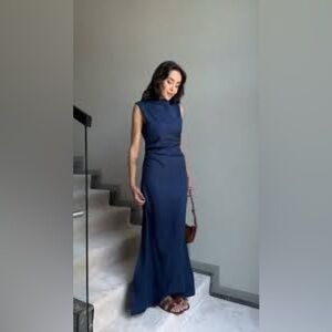 Lovely, elegant, navy blue short sleeve mermaid dress NWOT